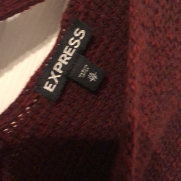 Express chunky marled red and black sweater EUC with crossing straps feature - Picture 5 of 7